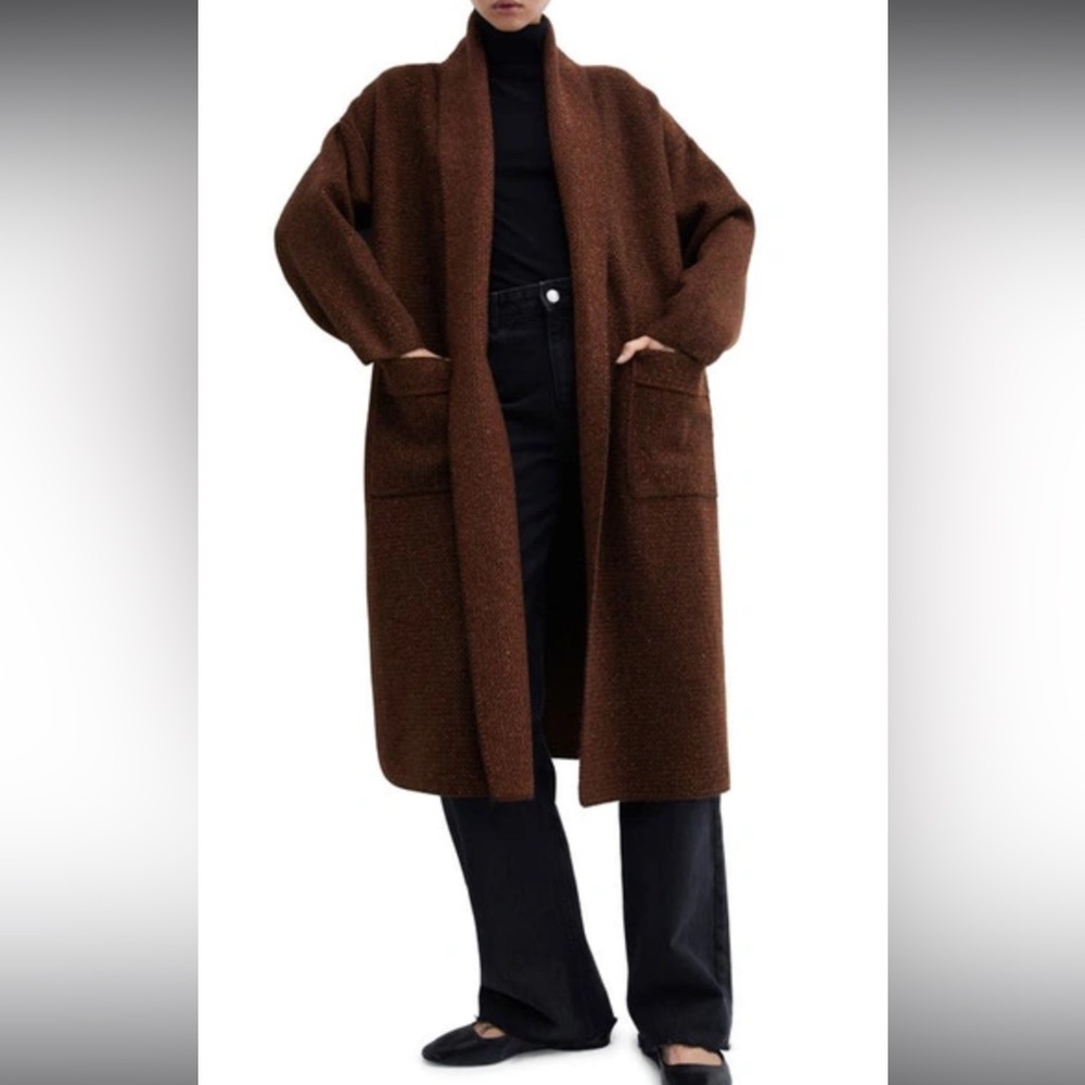 MANGO long knit sweater coat/cardigan